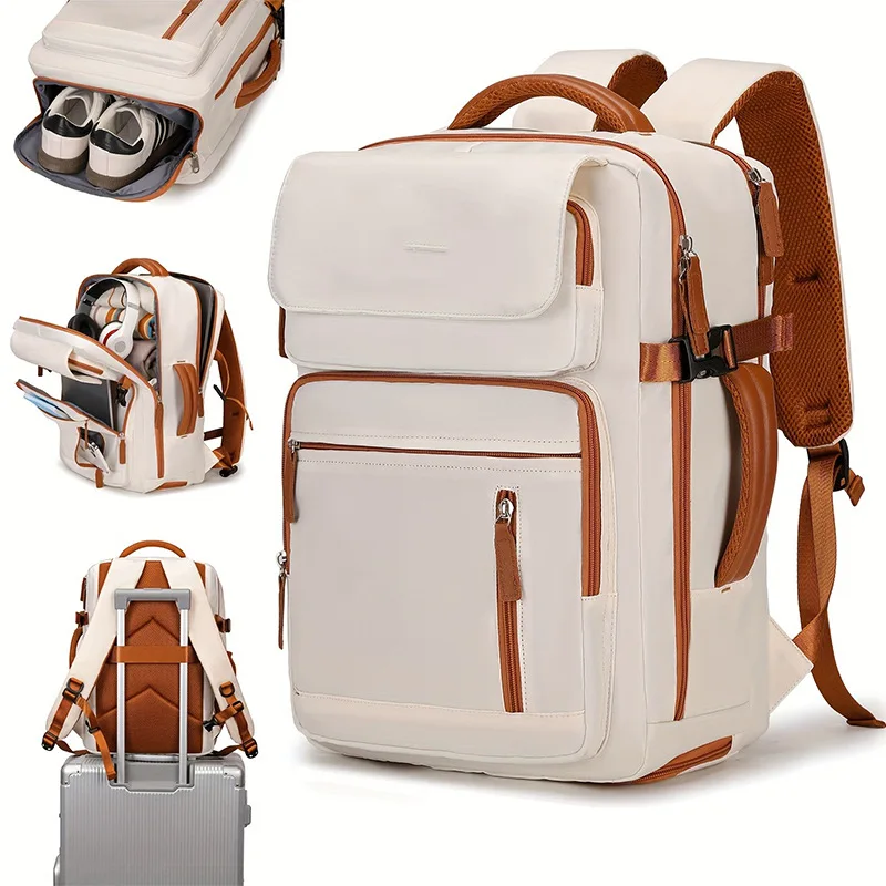 Ladies' Travel Backpack with Shoe Compartment Suitable for 15.6-inch Laptop Adjustable Shoulder Strap Backpack for Women Teacher