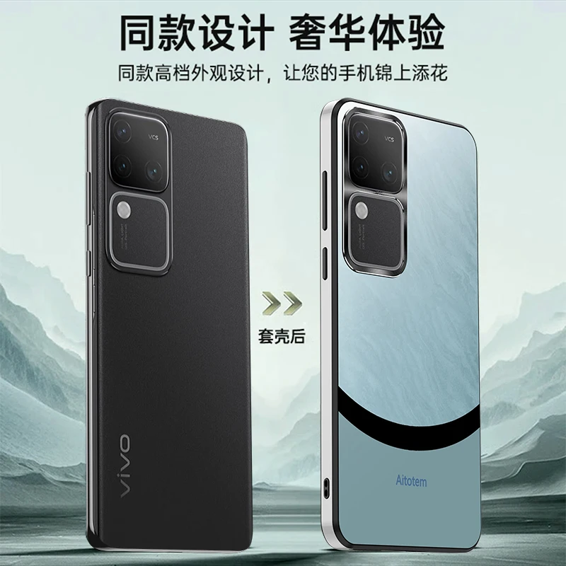 For VIVO V30 Pro Luxury Metal Case Camera Protective Phone Leather Back Cover For VIVO V30 Pro V 30 Shockproof  Bumper