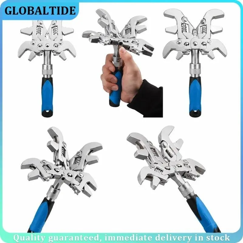 10 Inch Adjustable Wrench Multifunctional 5 in 1 Retractable Spanner Heavy Duty Plumbing Tool Set for Home Repair DIY