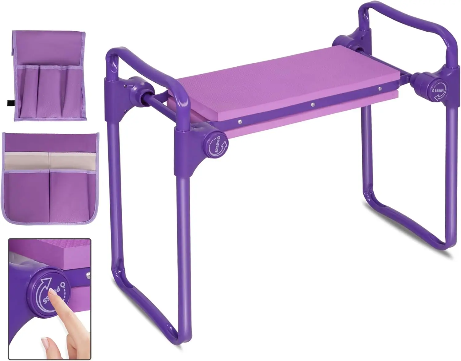

New Generation Garden Kneeler And Seat, Foldable Gardening Stool With 2 Tool Pouches And Eva Foam Pad, Gardening Gifts For