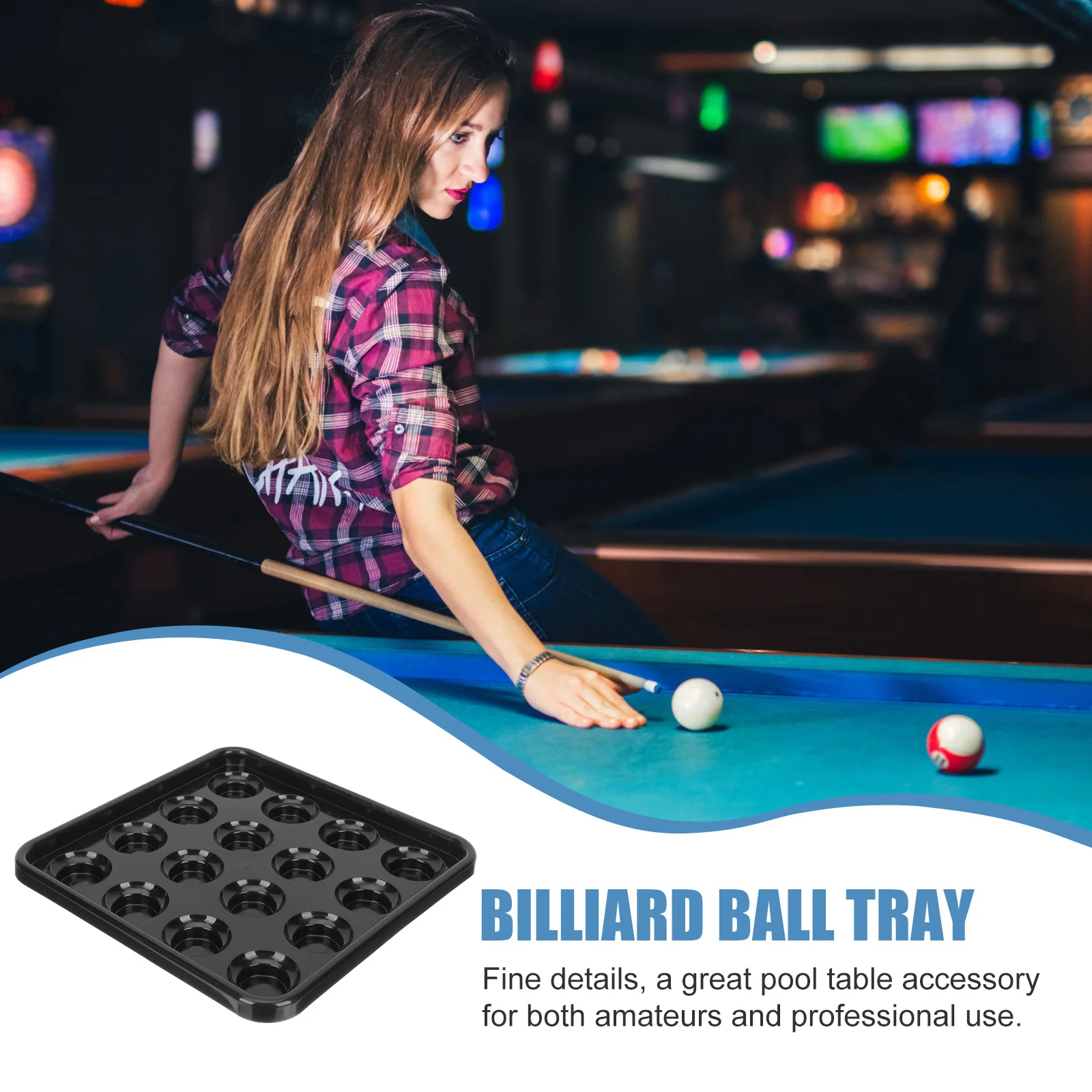 

Plastic Billiard Tray 16 Balls Holder Portable Pool Ball Storage Solution for Home Party Club Use Desktop Organizer