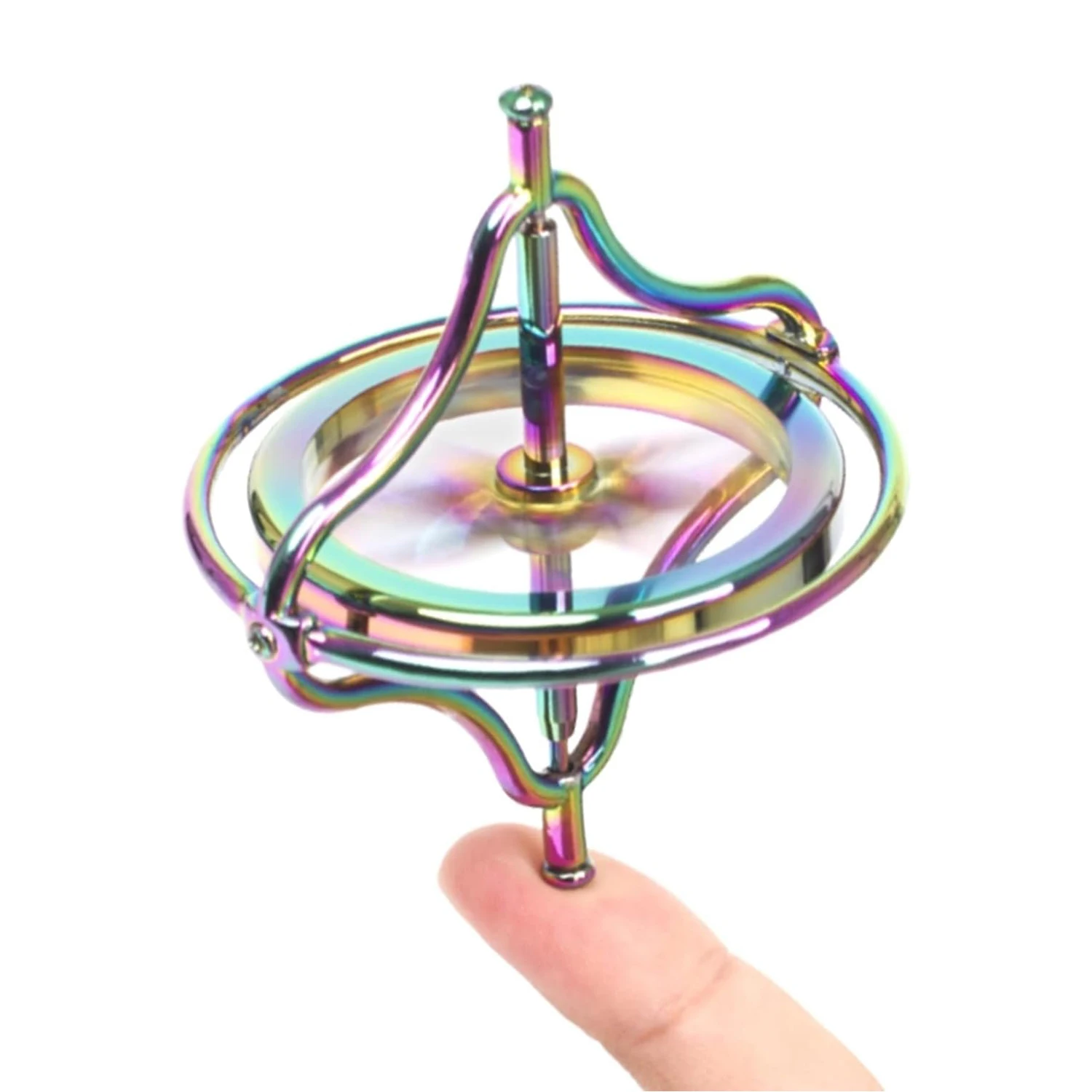 Self-balancing Gyroscope Anti-gravity Decompression Fidget Toy Colorful Metal Finger Gyroscope Birthday Gift for Teens Adults