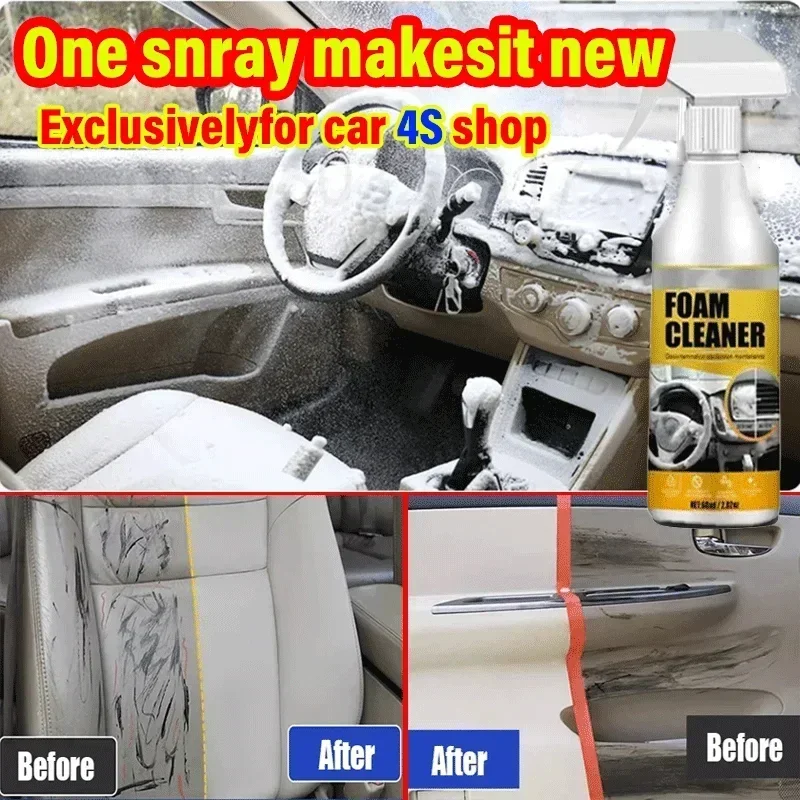 

Car Interior Cleaner Spray Detailing Multipurpose Foam Cleaner No Marks No Damage to The Material 1