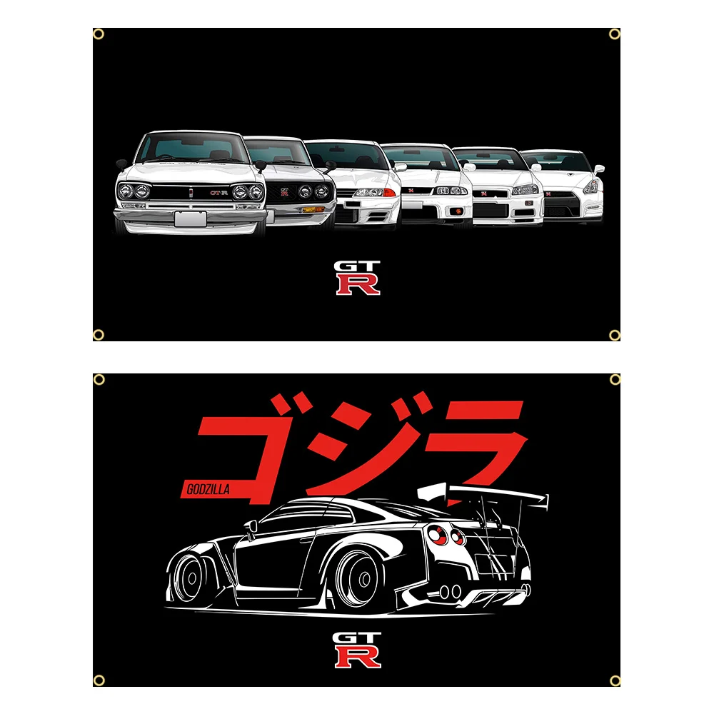 90x150cm Skyline gtr33 r34 r35 Generation Auto Flagge Polyester gedruckt Renn banner Garage oder Outdoor für Dekoration Wandteppich