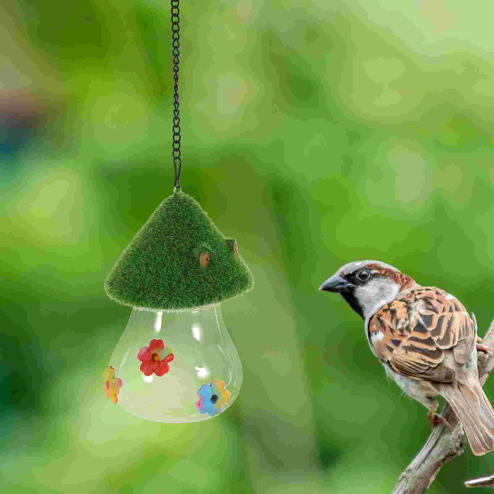 

Mushroom House Bird Feeder Hanging Feeding Holder Food Dispensers Garden Ornament Hummingbird Outdoor