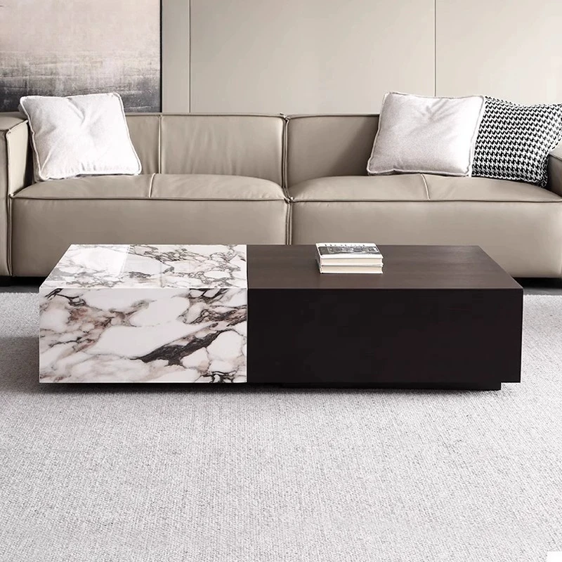 

Прямоугольный журнальный столик для квартиры, каменная плита, современный журнальный столик для хранения, дымчатый цвет, мебель для гостиной Stolik Kawowy XYCJ