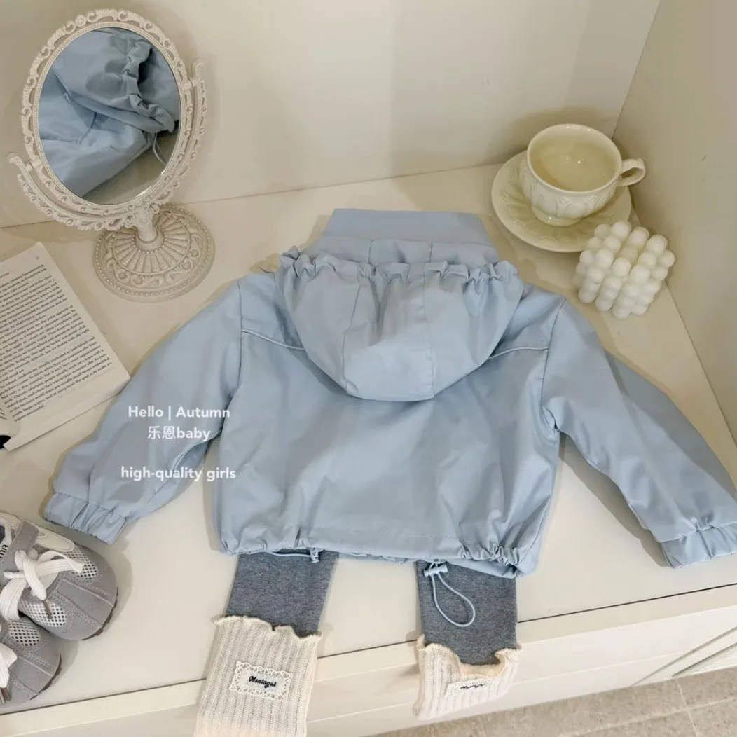 Baby Girl's Fashionable Hooded Jacket And Pants Set Spring Autumn Two-Piece Outfit for Children