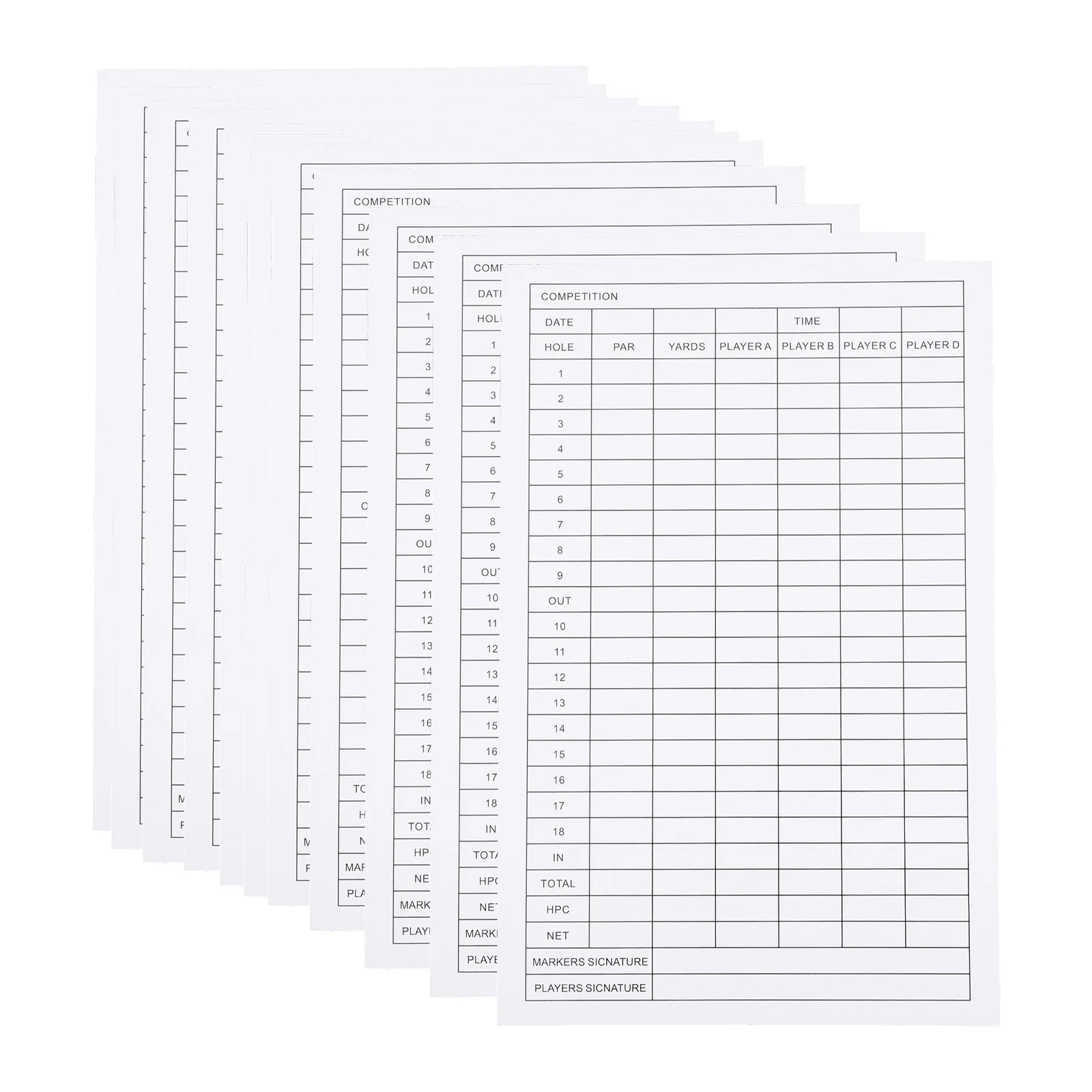 

12Pcs Golf Scorecard Set Wear-Resistant Coated Paper Foldable Record Cards Competition Supplies Sports Accessory