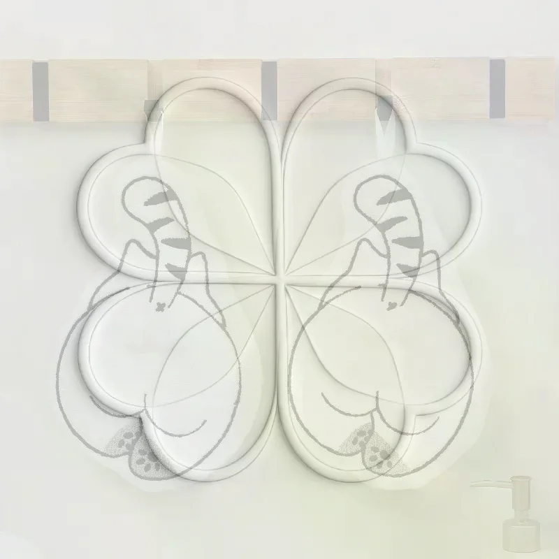 Cute Cat Butt Shaped Hand Towel Quick Absorbent Soft Coral Fleece for Kitchen Bathroom Guest Room Use