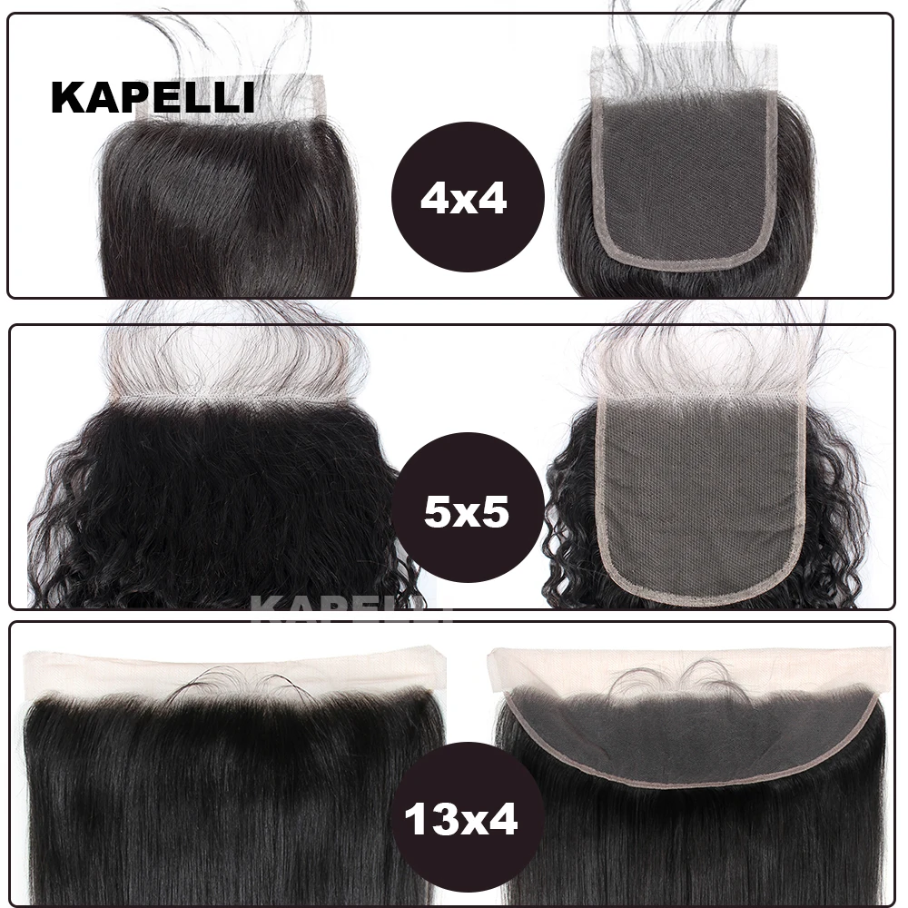 Straight Hair 13x4 Transparent Lace Frontal Pre plucked 100% Human Hair Natural Hair Line 4x4 Lace Closure With Baby Hair