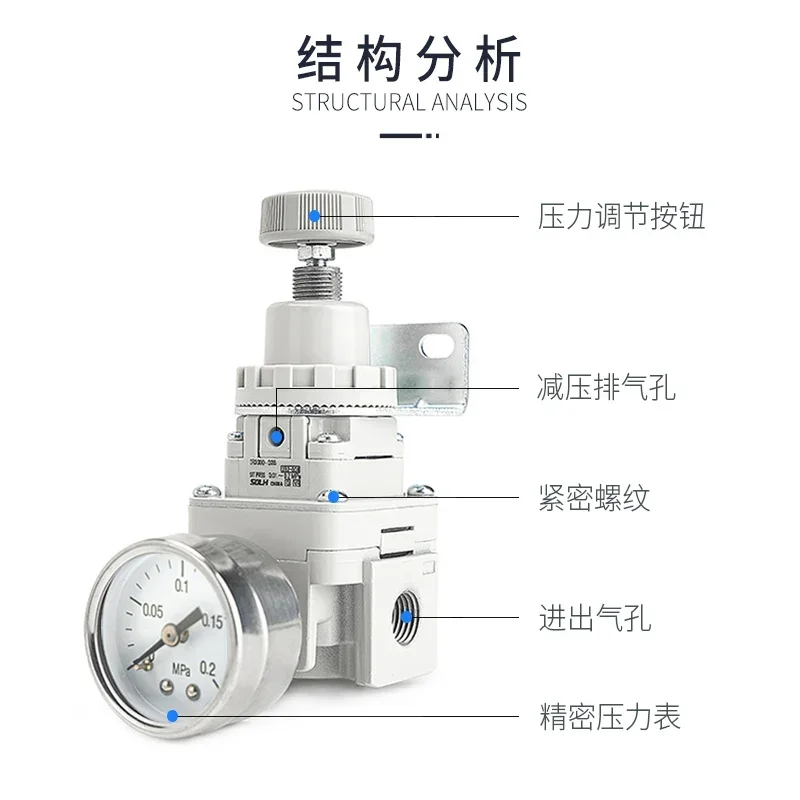 

Precision pressure reducing valve IR1000/2000-02BG gas flow control regulation constant pressure regulation