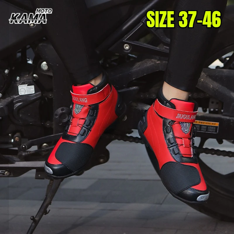 

Motorcycle Shoes Microfiber Leather Motorcyclist Boot Rubber Sole Men's Biker Boot Anti-slip Enduro Shoes Moto Cross Motorboats