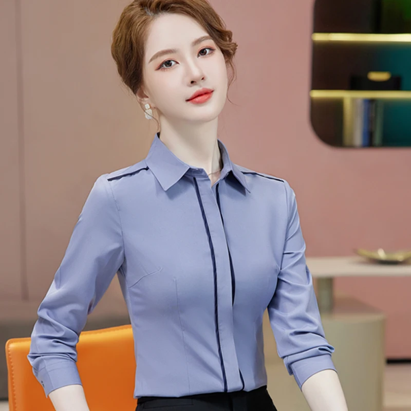 Formelles langärmliges Chiffon-Hemd für Damen, Bürokleidung, professionelle Arbeitsjacke, neuer Stil, Frühling, 2025