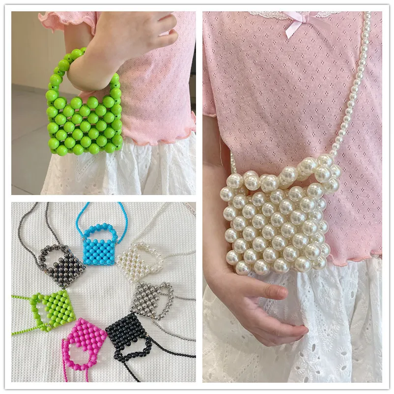 Tas tangan manik-manik anak-anak Fashion tas bahu bayi perempuan warna permen Aksesori putri tas selempang dompet koin Mini