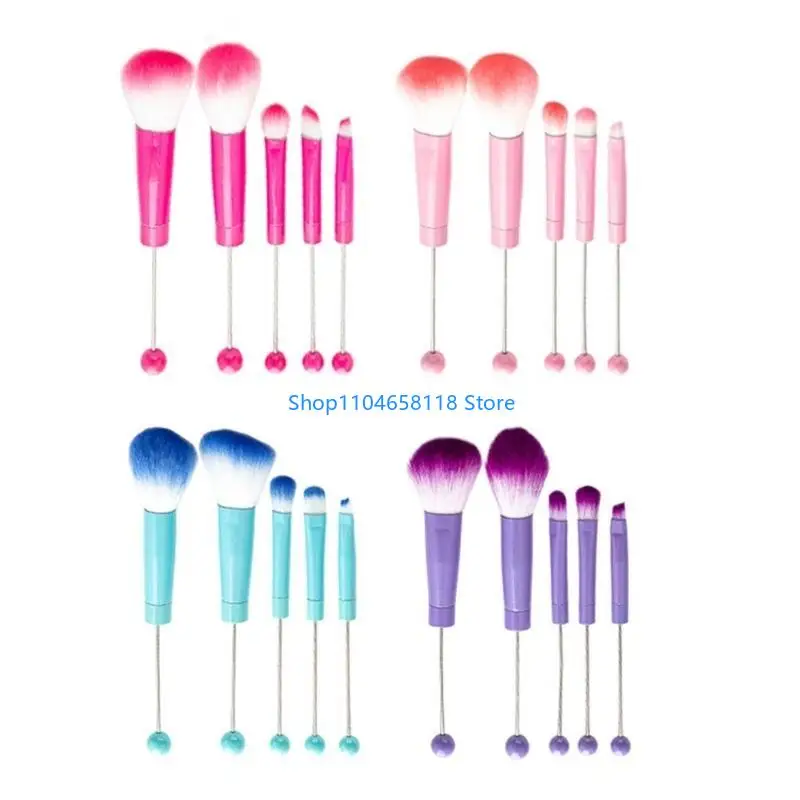 5pcs Beadable Makeup Brushes Set DIY Makeup Cosmetic Brushes Beaded Brushes Kits