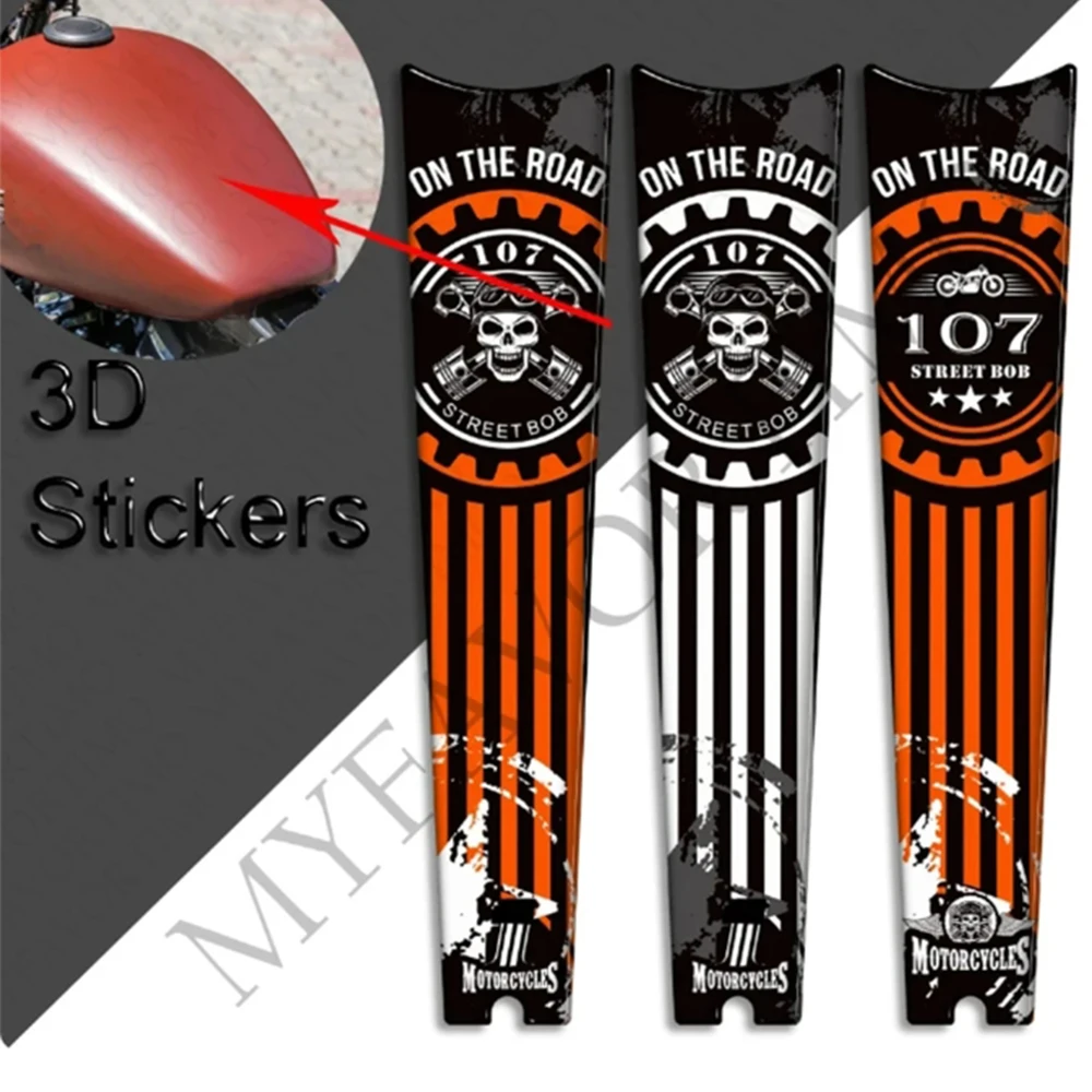 Motocicleta Adesivos Kit para Harley Davidson, Street Bob, FXBB, 107, M8, Joelheira Tanque, Punhos Laterais, Gás, Combustível, Óleo, Decalques, Protetor