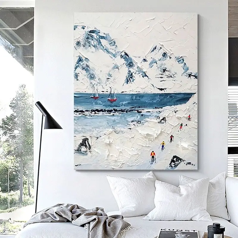 

Modern Abstract Snow Mountain Landscape Oil Painting Living Room Bedroom Sofa Background Wall Decoration Painting Corridor Mural