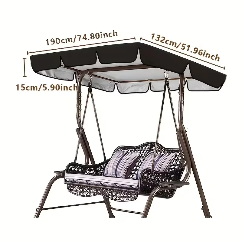 Telhado de substituição para balanço de varanda, capa de balanço ao ar livre, design de dossel durável, capa de fácil instalação, capa de substituição