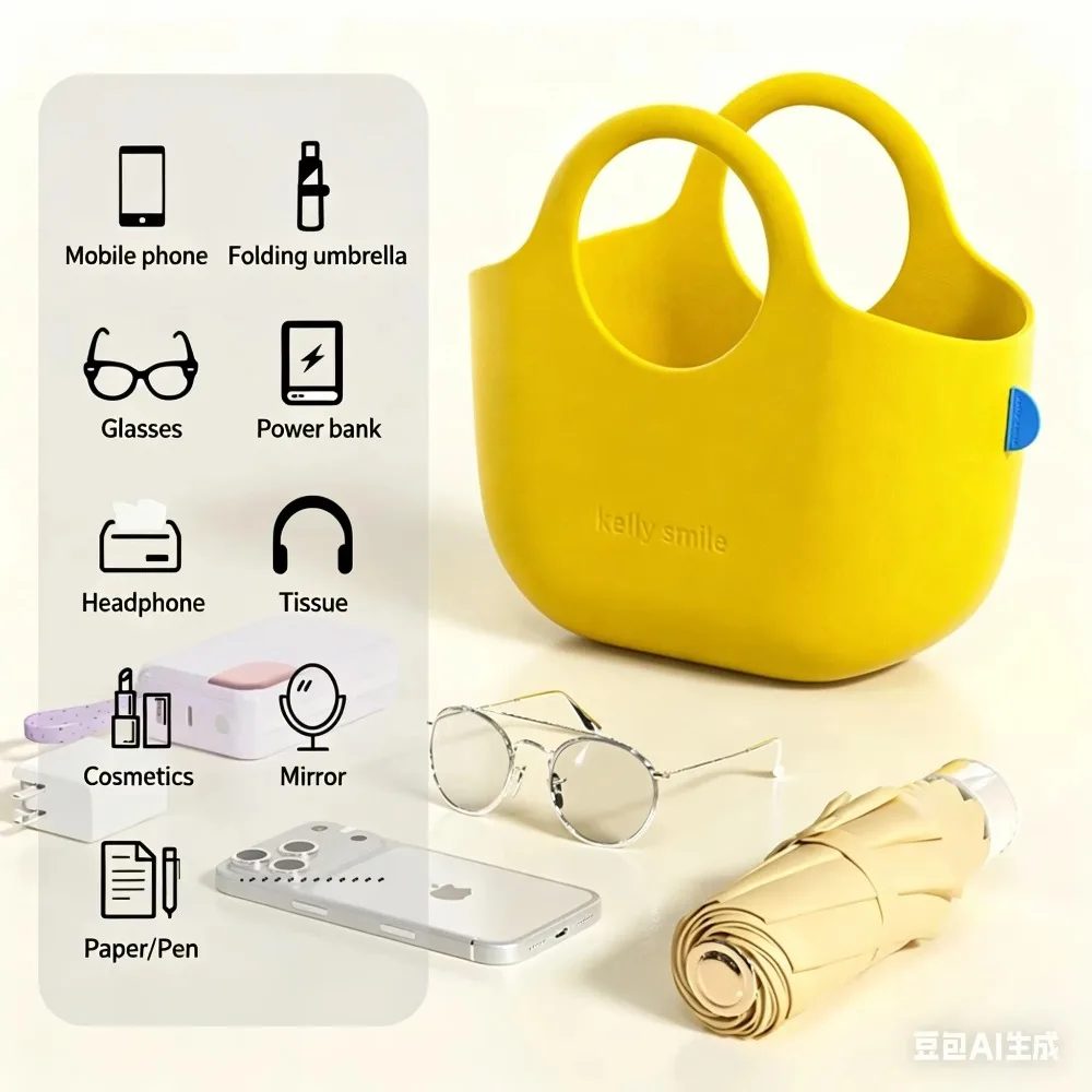 2026 New Fashion Beach Bag Waterproof Swimming Basket Bag EVA High-Capacity Handbag Lightweight Storage Bag Commute Shopping