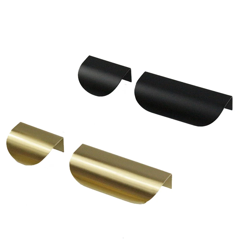 Invisible Brass Cabinet Handles Hidden Drawer Knobs Wardrobe Pull Bar Gold Black White Brass Furniture Knob Handle