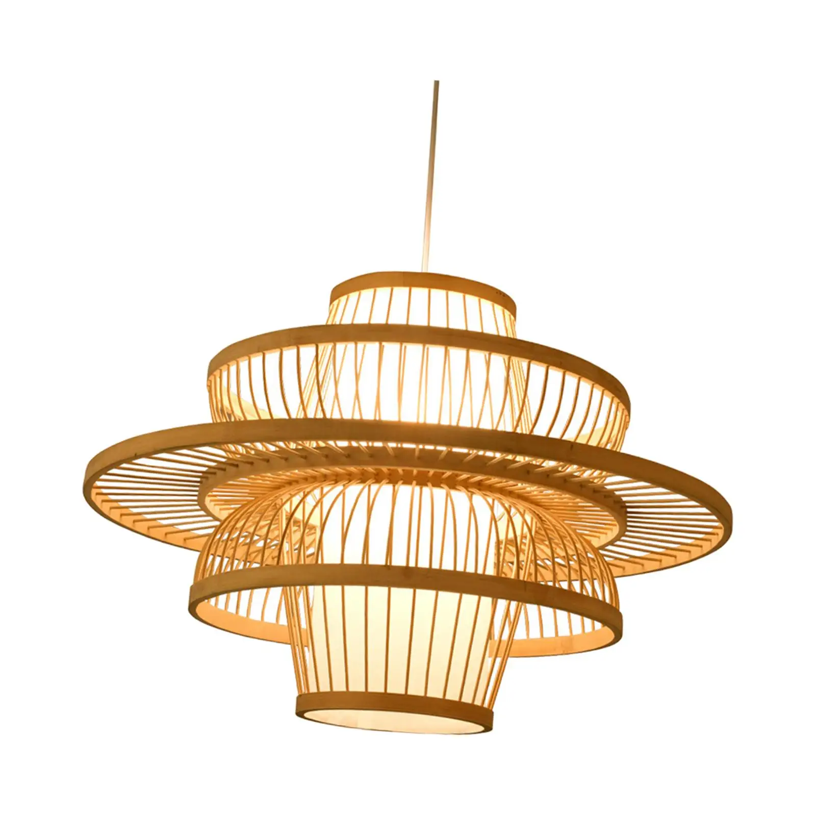 Bamboo Lamp Shade Ceiling Light Cover for Kitchen Dining Room