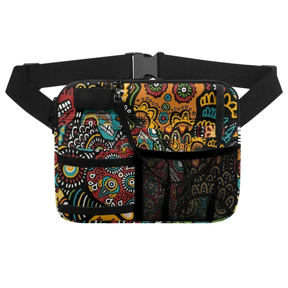 Sugar Skull Designer Women Fanny Pack Halloween Gift Nursing Tool Holder for Hospital Casual Waist Bags Medical Organizer Pouch