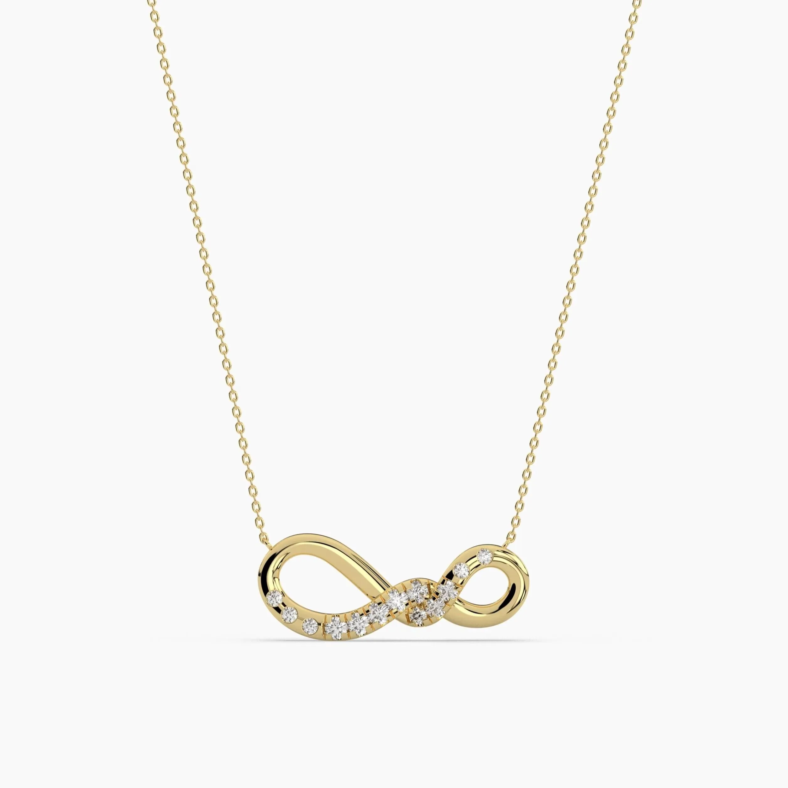 

3D Zircon Infinity Symbol Necklace 18K Gold Plated Round Diamond Cut Infinity Pendant Bridesmaid Gift for Women Her