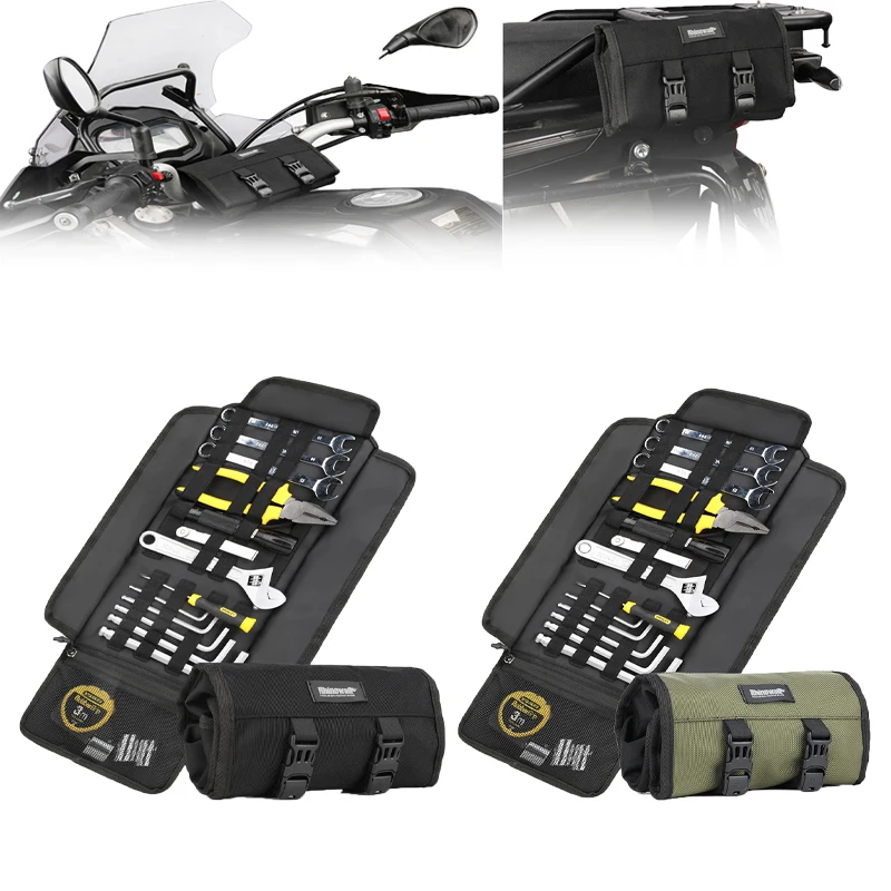 Multifunctio Motorcycle Tool Bag Roll Toolkit SaddleBag Portable Repair Kit Storage Pouch Universal Large Capacity Side Tool Bag