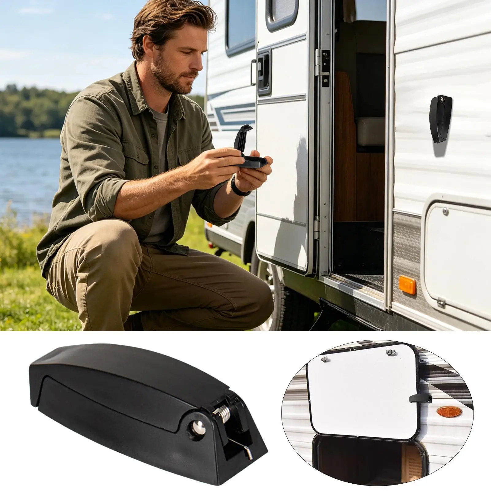 

Stainless Steel Door Holder Latch,Tight Fit Spring Structure,Easy Installation Durable For RV Entry Camping Travel And Adventure