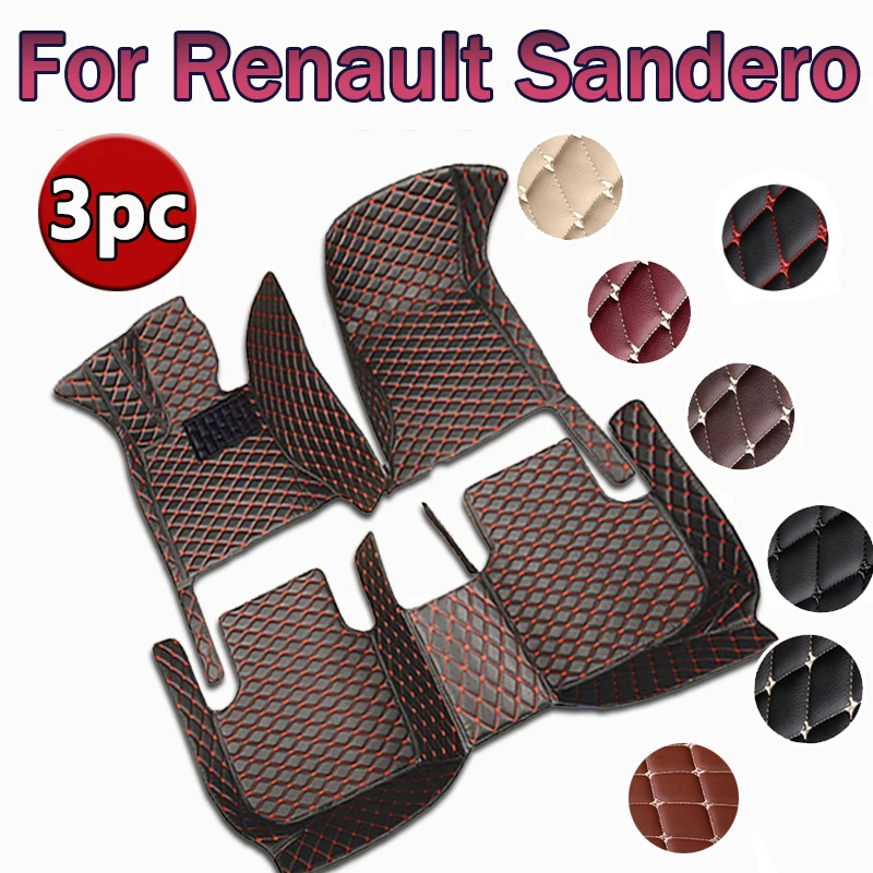 Custom Automotive Car Floor Mats For Renault Sandero 2007 2008 2009 2011 Auto Luxury Leather Men Women Car Mats Full Coverage