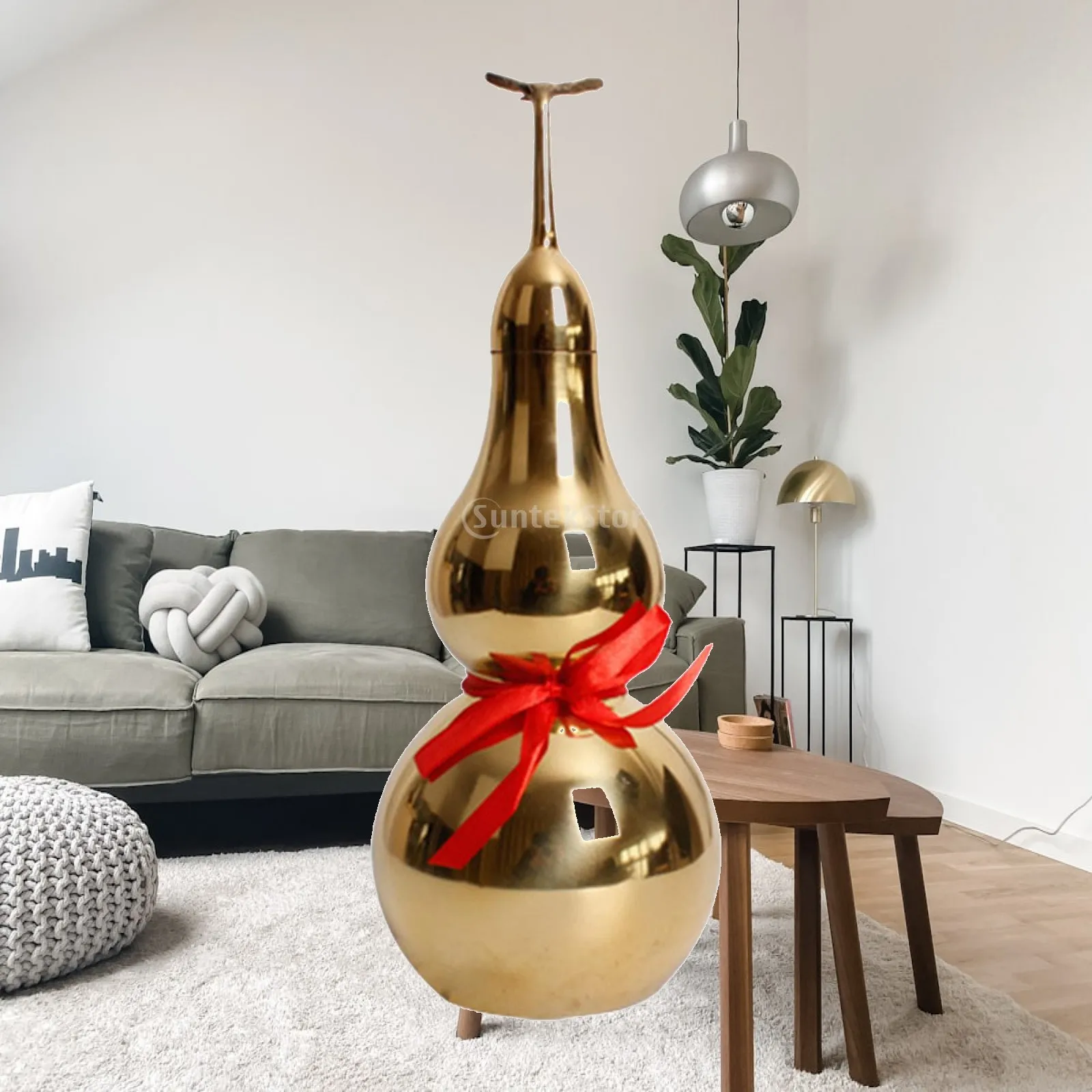 Brass Gourd Copper Cucurbit Shaped Statue for Housewarming Tabletop Ornament