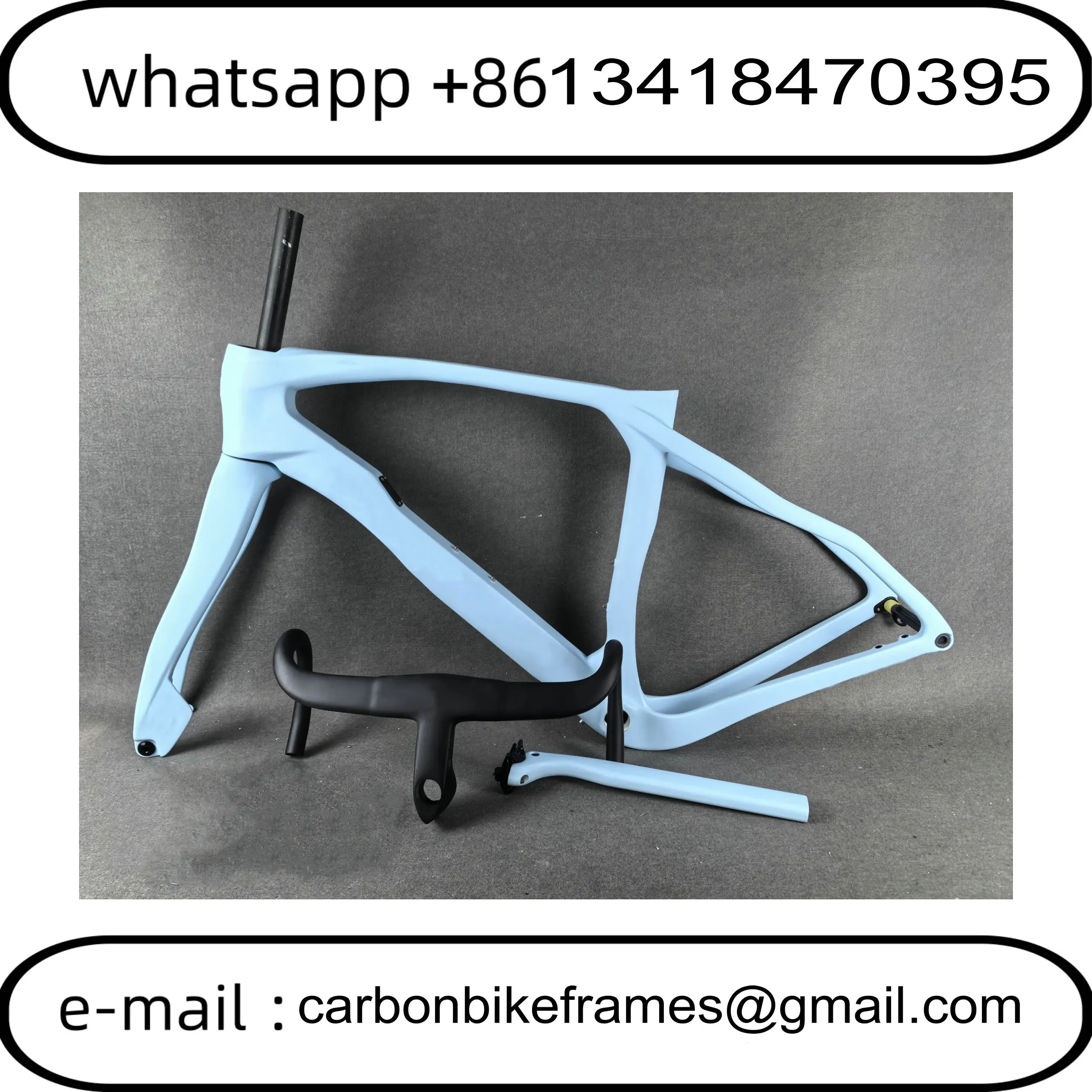 

60 Colors Carbon Fiber Gravel Bike Frame T1100 BSA Disc Brake Bicycle Racing Frameset + Handlebar DPD Blue