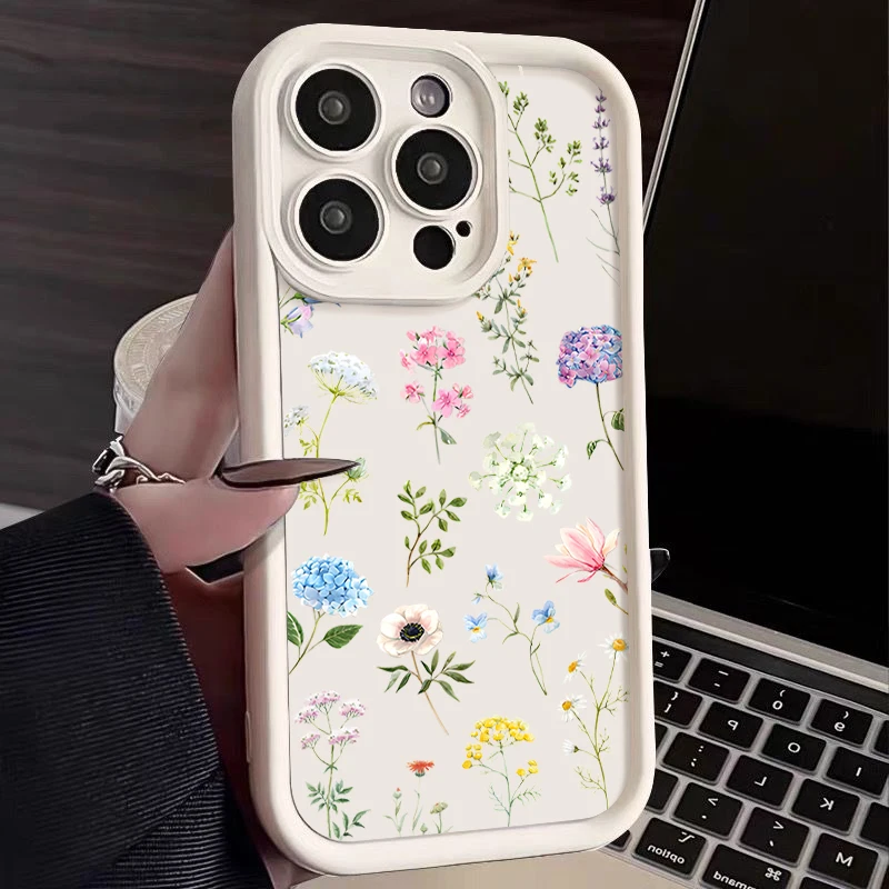 Hydrangea Flower Print Soft TPU Case For iPhone 15 Pro Max 14 13 12 11 Pro Max XR X XS 7 8 SE Shockproof Silicone Phone Cover