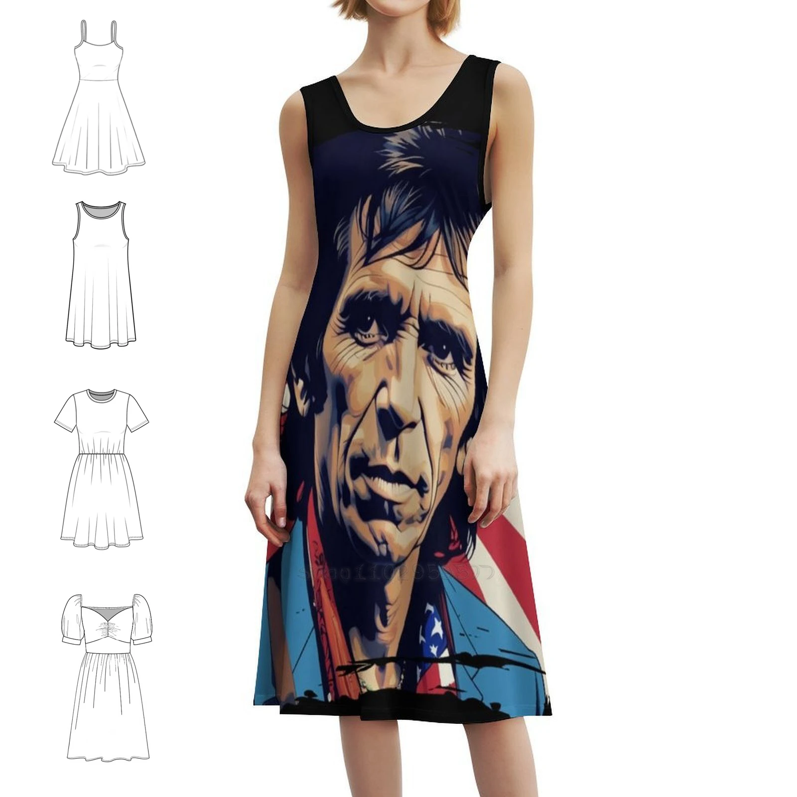 Keith Richards For President Pop Art Boho Chic Dress Elegant Fashion Beach Wedding Party Gown Keith Richards For President