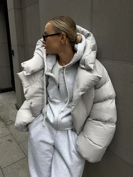 Wolfeel Winter Warm Cotton Puffer Jackets Women's Loose Parkas Coat Vintage Bread Jacket Outwear Office Ladies Quilted Jacket 3