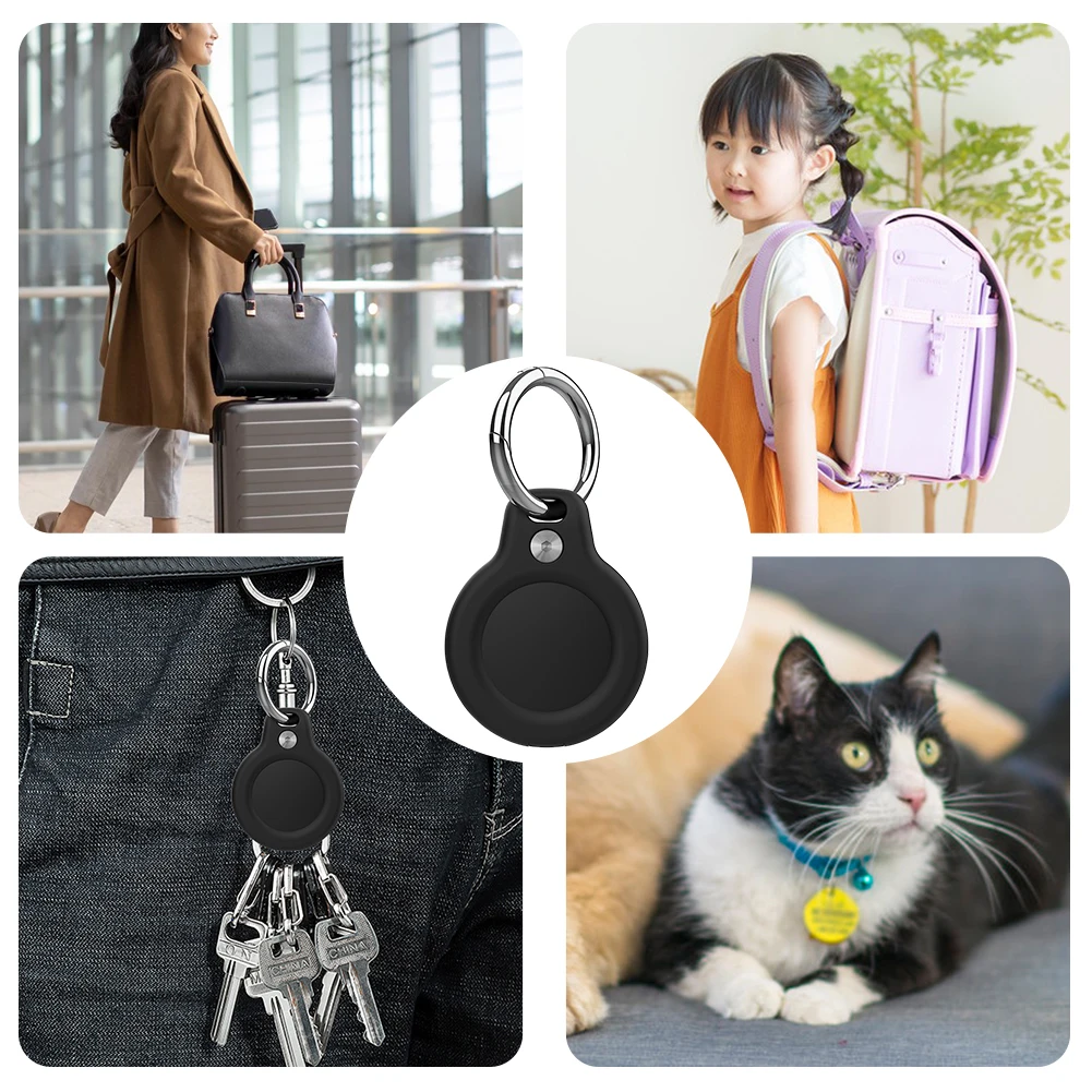 For Airtag Holder Protective Case Shell Keychain Key Ring All-Round Protection Case for Apple AirTag Hard PC Anti-scratch Sleeve