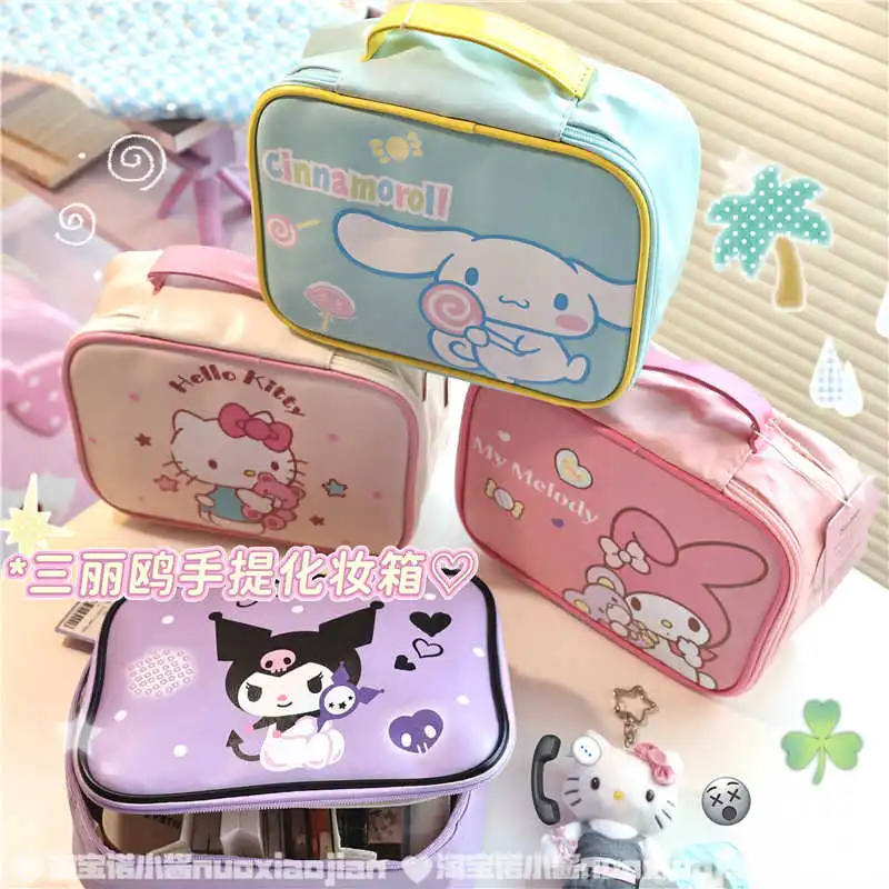 

Новая портативная сумка для хранения Hellokittys, большая вместимость, многофункциональная дорожная портативная косметичка My Melody Cinnamoroll с разделением