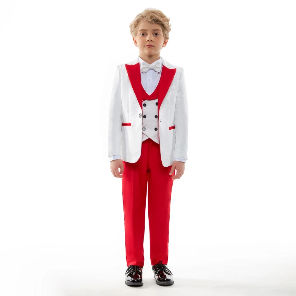 

Formal Boys Suits Slim Fit 24 Hours Ship 4 Pieces Jacket Vest Pants Splicing Tuxedo Child Blazer For Children's Performance