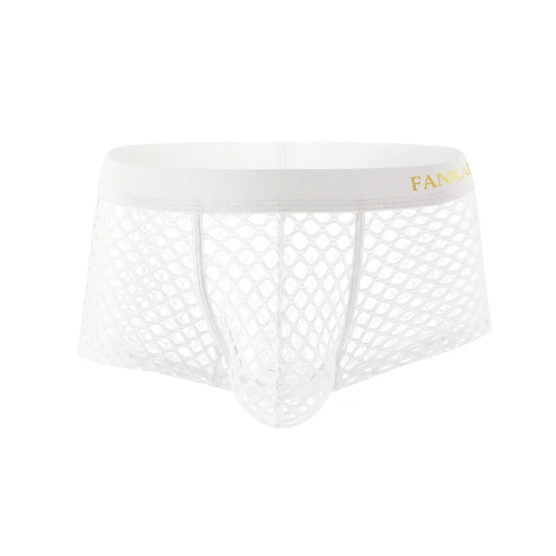 Fishnet Men Underwear Japanese Style Large Mesh Sexy Boxer U-Shaped See Through Hollow
