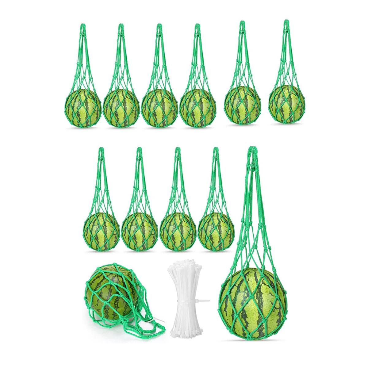 

12 Pcs Watermelon Net Melon Hammock Melon Cradle Plant and Garden Supports Pumpkin Support Hanging Bag Protects Green