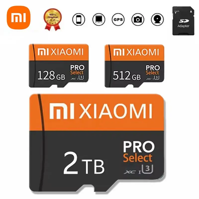 Xiaomi การ์ดหน่วยความจำ Mini SD ความเร็วสูง2TB 1TB Class 10 Micro TF FLASH USB PEN Drive การ์ด1TB 512GB 256TB 128TB สำหรับสมาร์ทโฟน