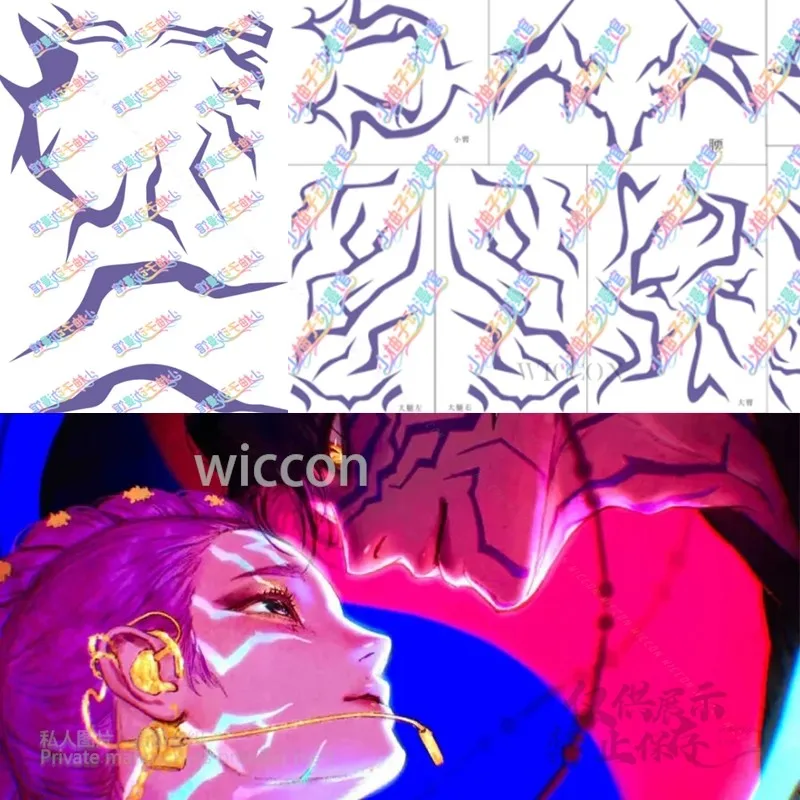 

Anime Huntrix Demon Hunters K-Pop Devil Boys Jinu Rumi Prop Tattoo Body Stripe Stickers Cosplay Costume Halloween Roleplay Party