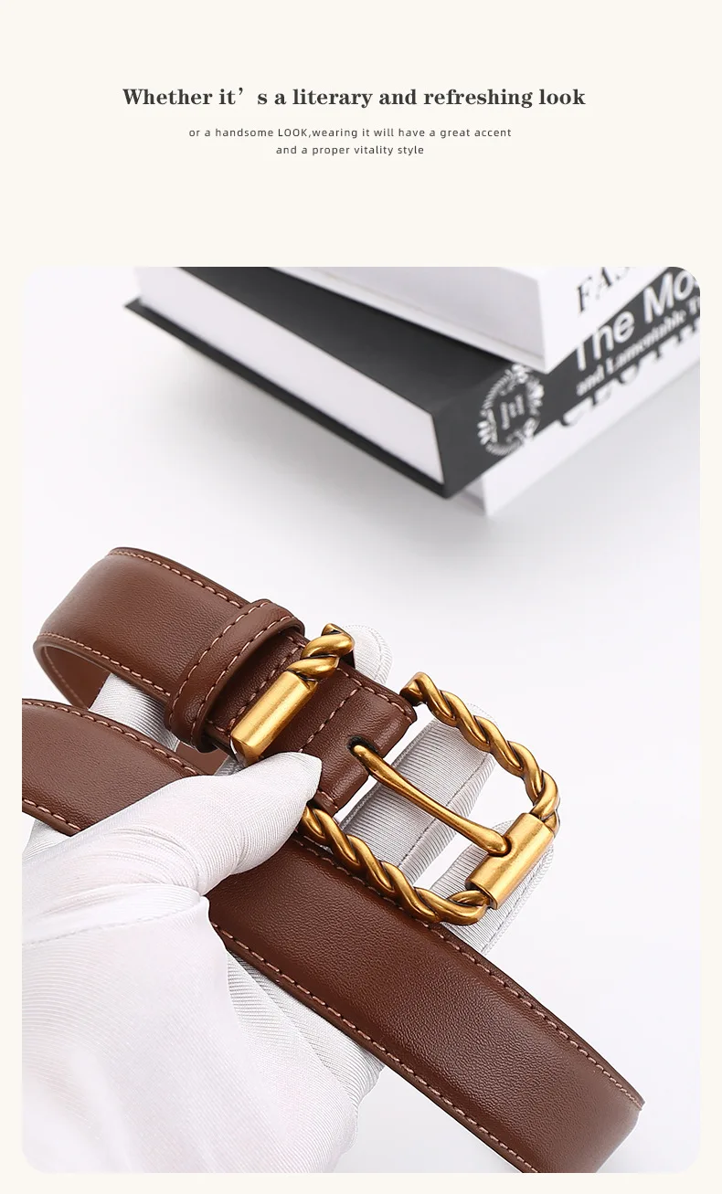 Damen-Gürtel mit Hochwertiger Ausstrahlung; Echtes Leder mit Modischer und Vielseitiger Schwarzer Verzierung; Geeignet für Geschäftsanwendungen. – Detail 16