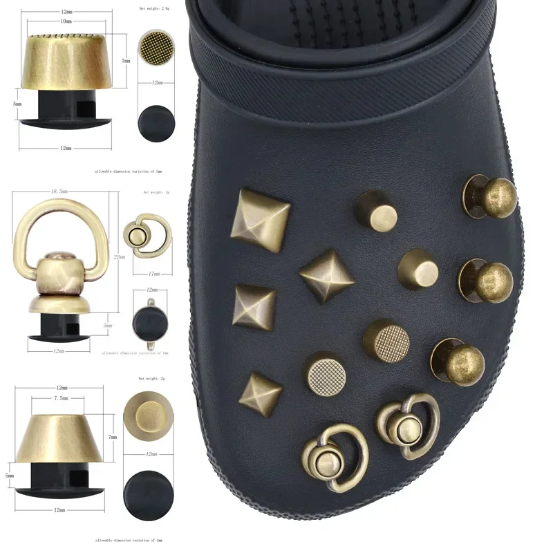 1pcs Shoes Decorations Pines Shoe Accessories Charms Metal Golden Prominent Detachable Sandals Rivet Punk Style Pines Pins W-10