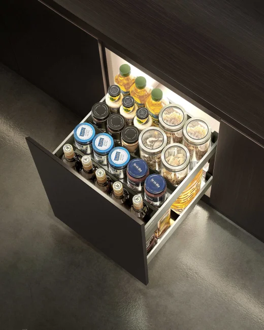 Glass Kitchen Steel Pantry OrganizerLayers Hardware Slide Pull Basket Storage Shelf Easy Cabinets