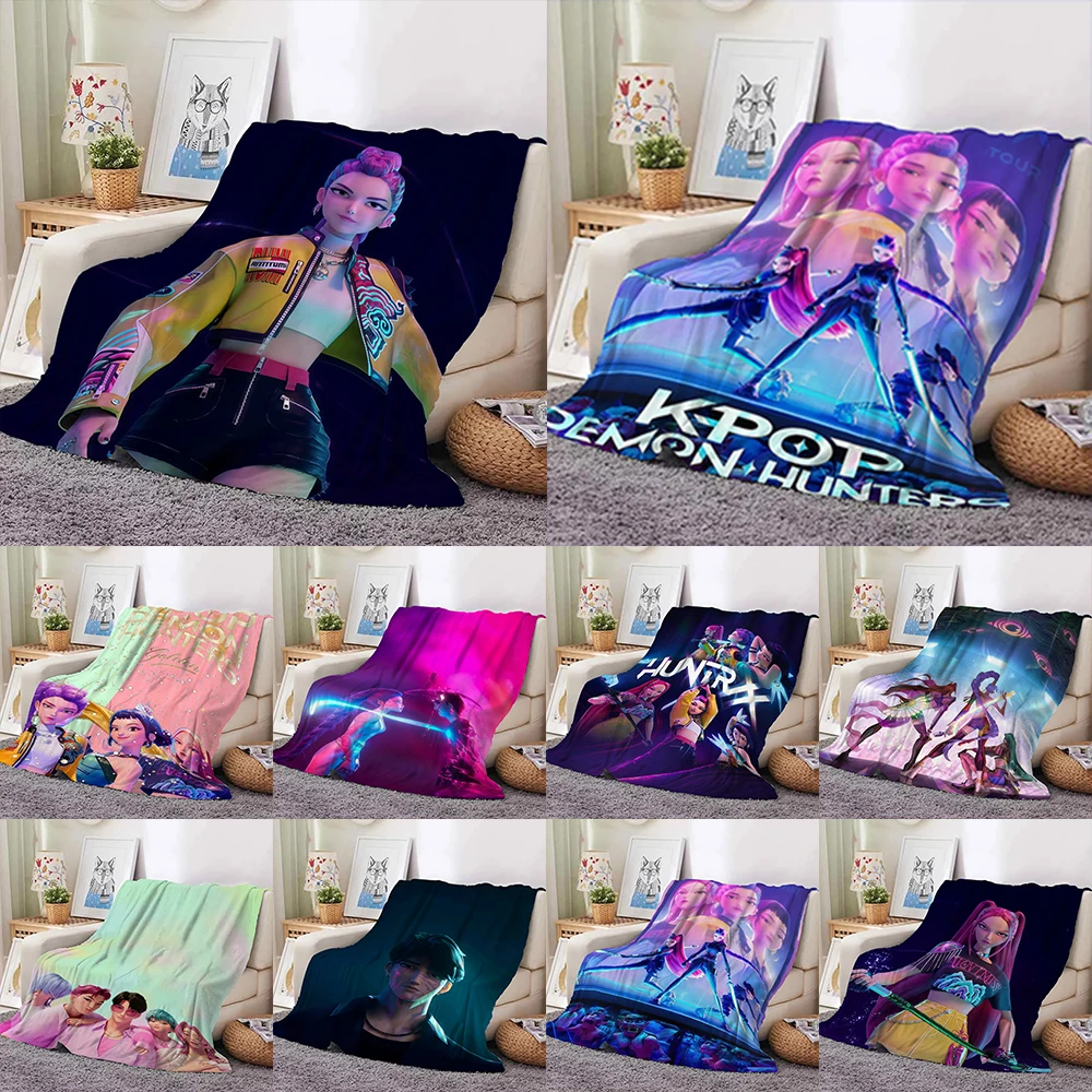 La manta de anime KPop Demon Hunters genial: los patrones de niña, ídolo y futuro guerrero se mantienen abrigados y abrigan