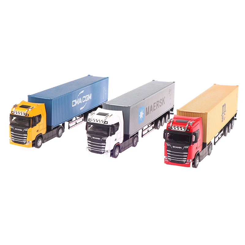 1:36 Diecast Alloy Truck Head Model Toy Container Truck Pull Back With Light Engineering Transport Vehicle Boy Toys For Children