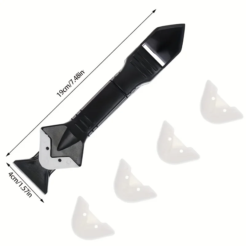 Silicone Caulking Tools with 5/10pcs Replace Silicone Pads Sealant Finishing Tool Grout Remove Scraper With Stainless Steel Head