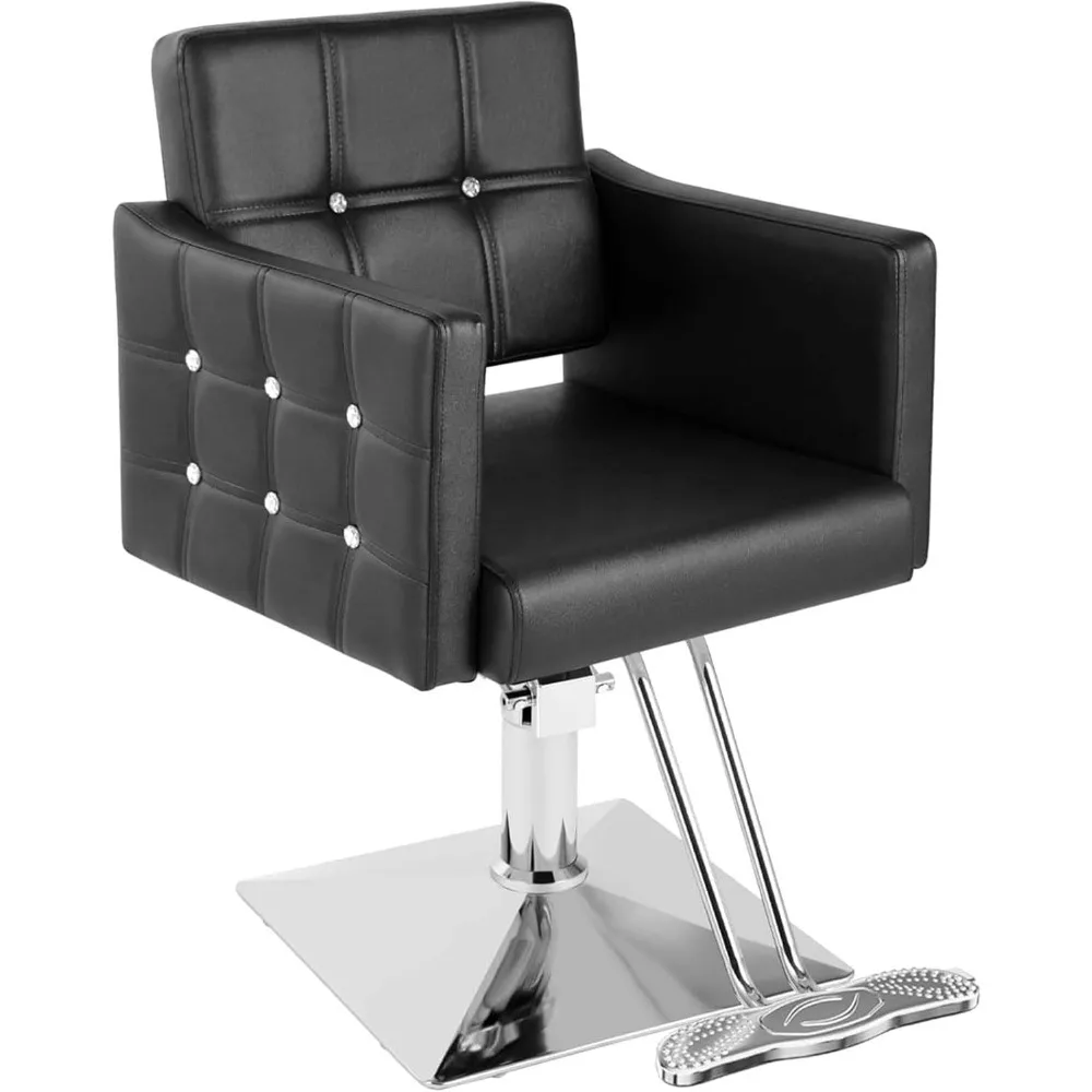 

Salon Chair, Black Barber Chair for Barbershop, 360° Swivel Stylist Chair, Beauty Spa Styling Hairdressing Tattoo Equipment for