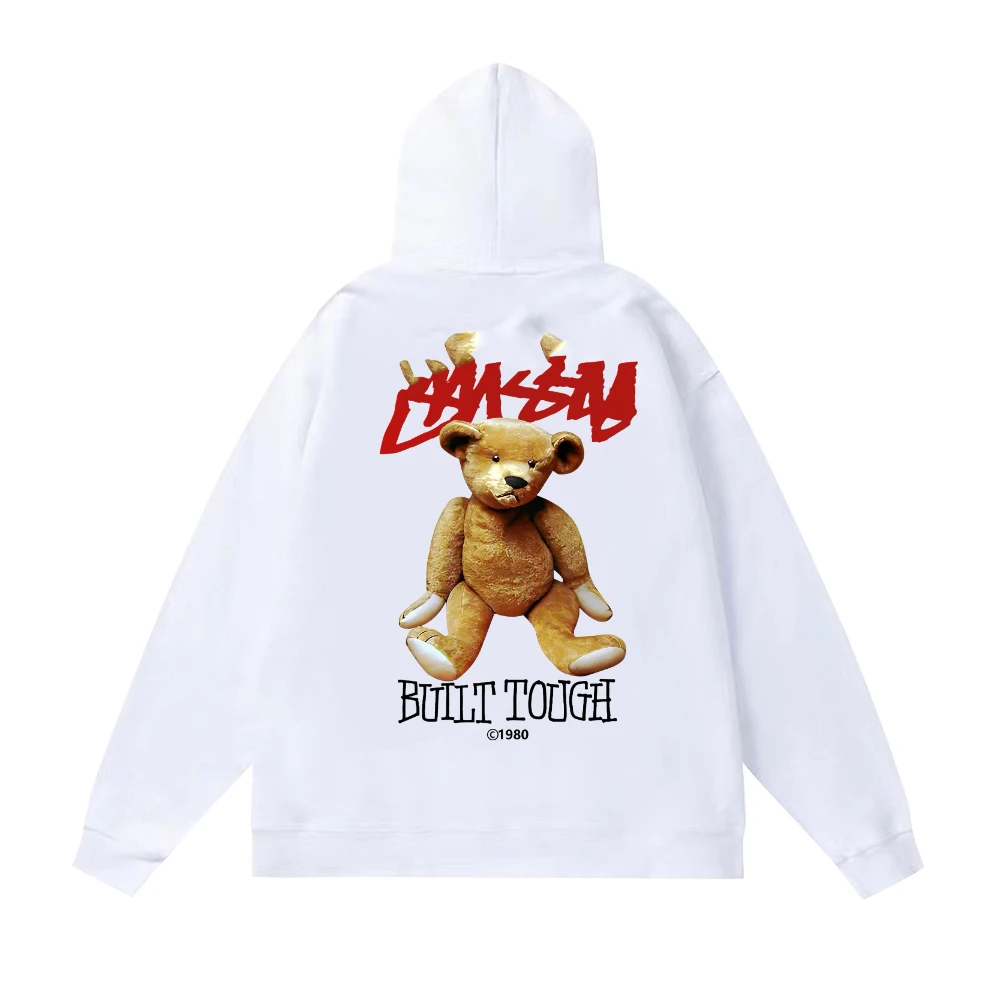 Nuovo designer orso stampato cotone marchio alla moda American Street maglione da uomo e da donna casual allentato versatile coppia con cappuccio